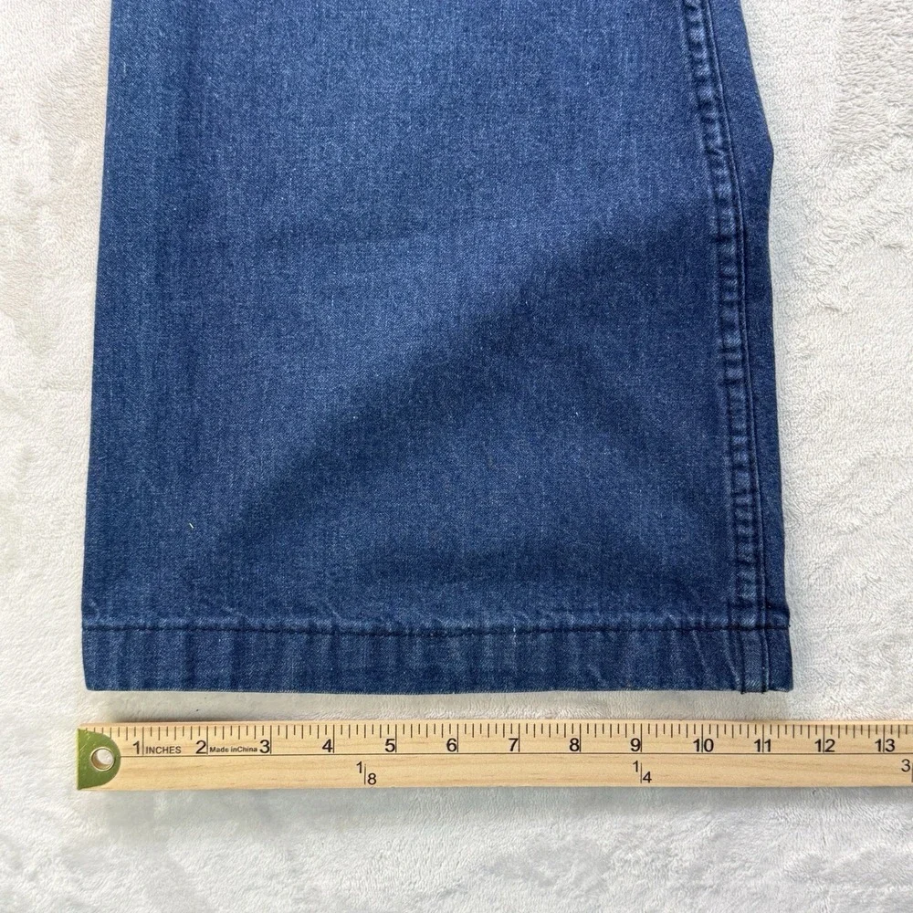 Vintage 70s Seafarer Bell Bottom Jeans 36x32 USA Made Navy Denim Sailor Talon 42